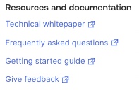 Resources and documentation section