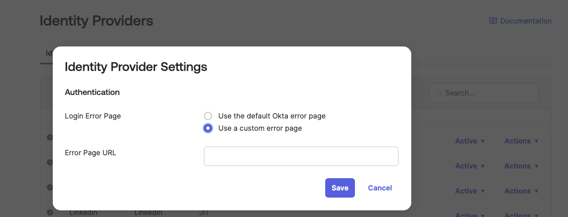 Identity Providers Settings