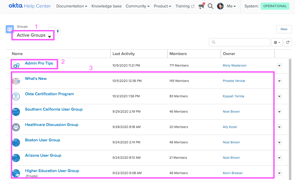 Okta Help Center group directory enhancements