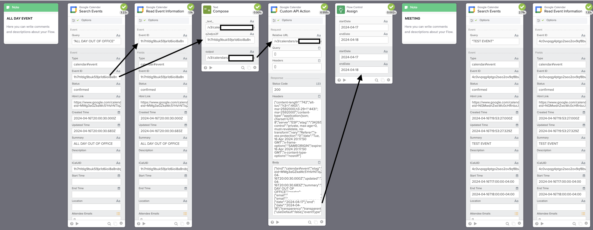 retrieve start and end dates from all-day event