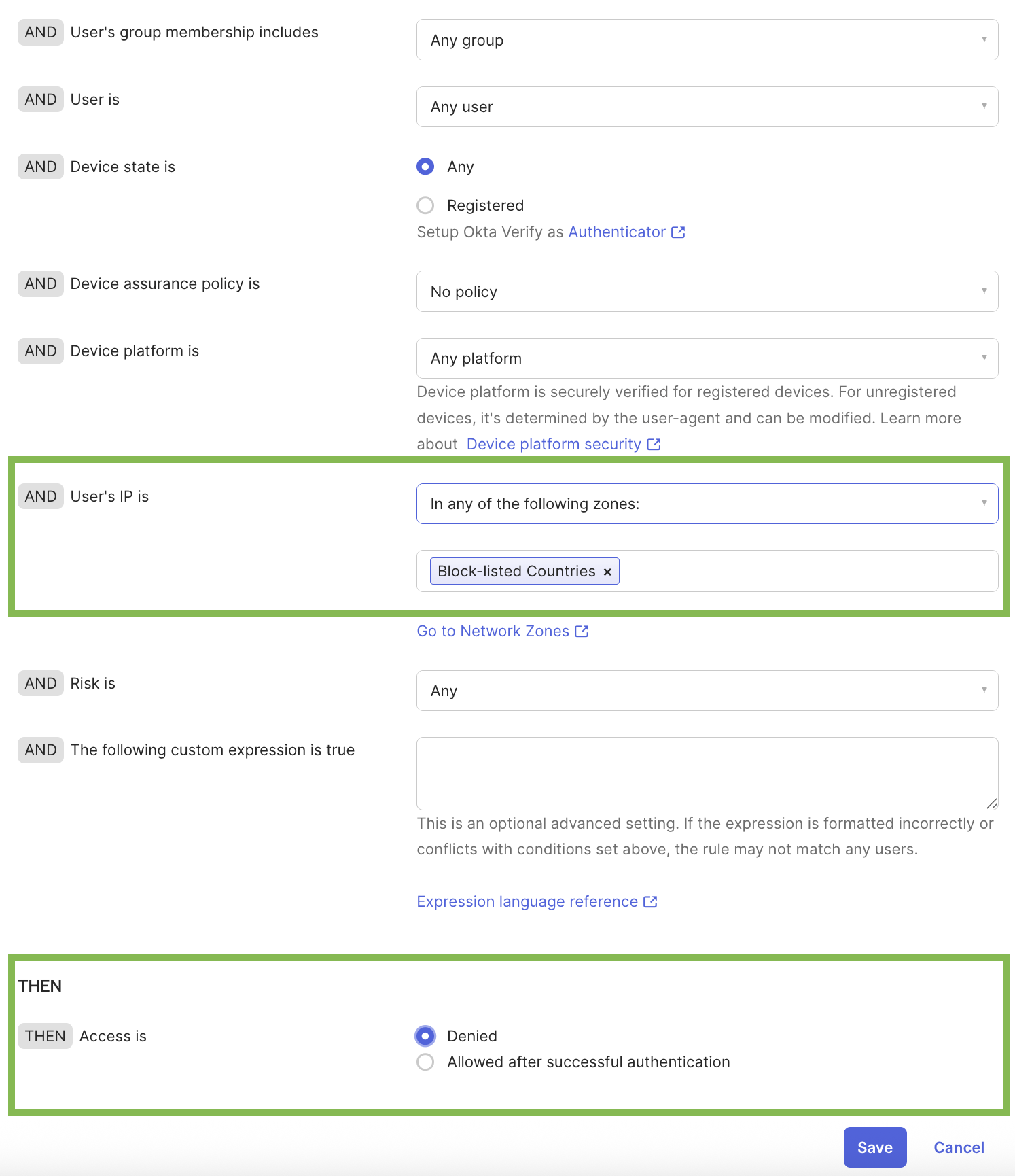 Authentication Policy Rule