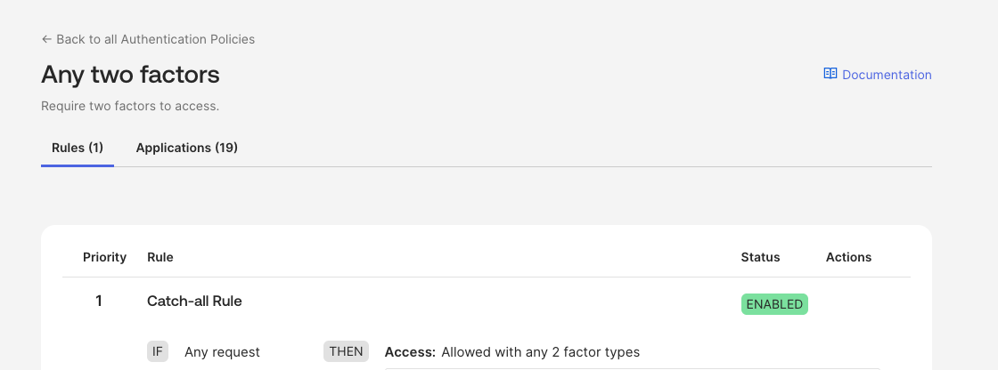 default policy viewed by app admin