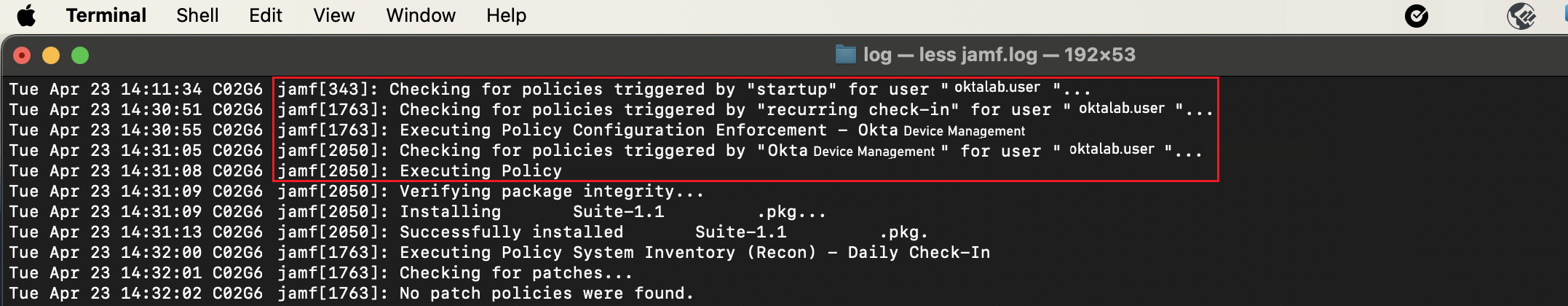 Jamf Log