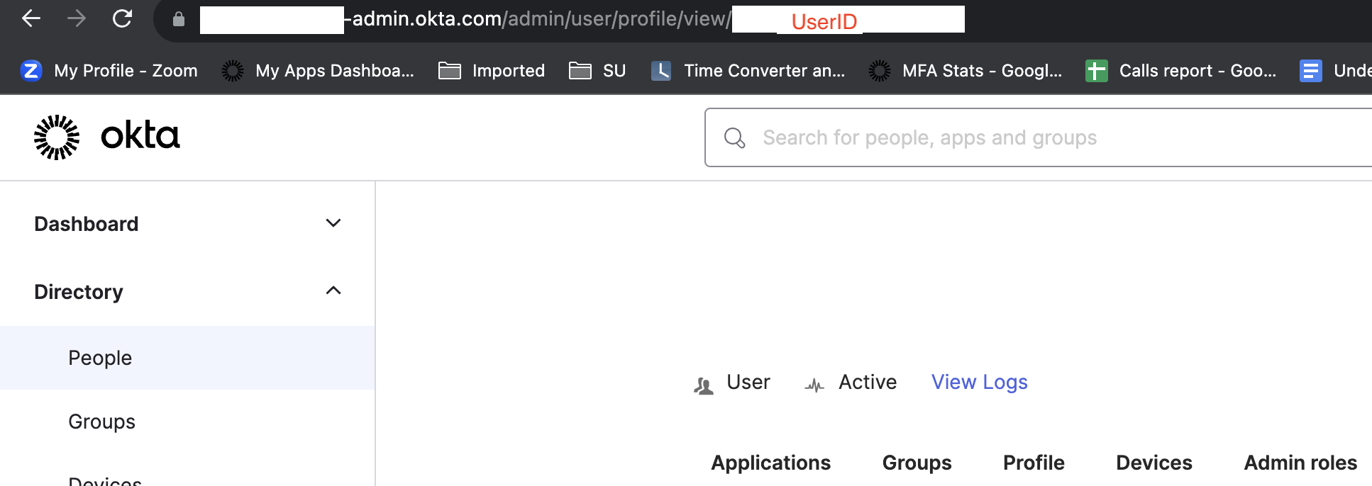 Okta Dashboard
