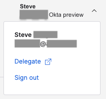 Screenshot of clicking user's name to display the Delegate option