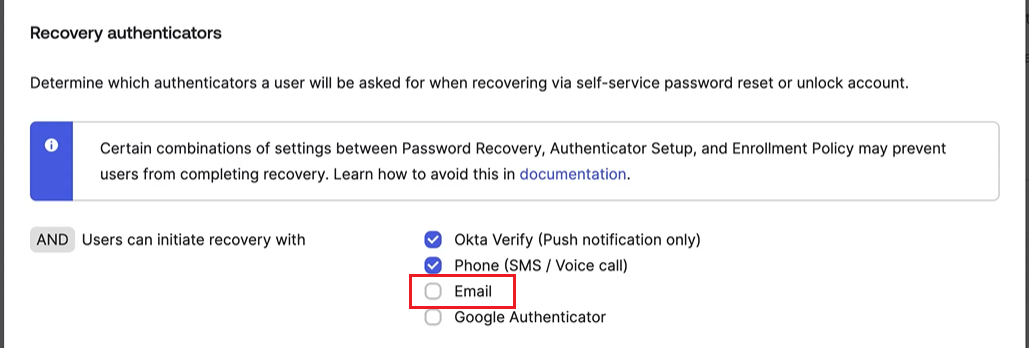 Users can initiate recovery with