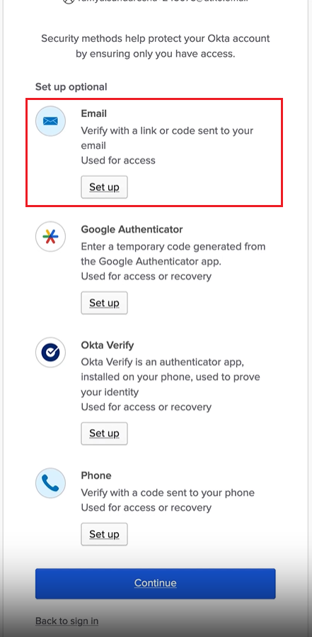Email option