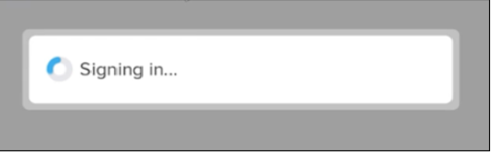 "Signing in" screen