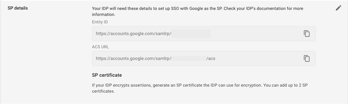 SP details section