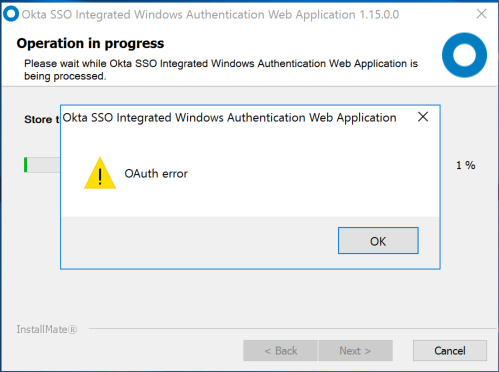 IWA installer - OAuth error
