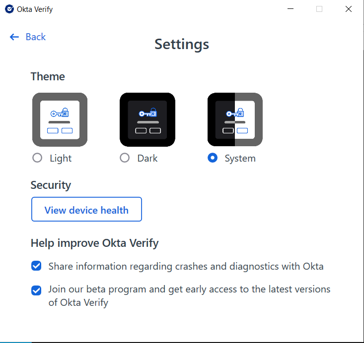 Okta Verify Settings