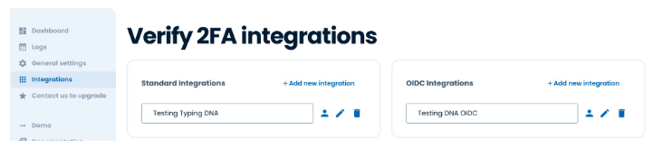 Integrations tab