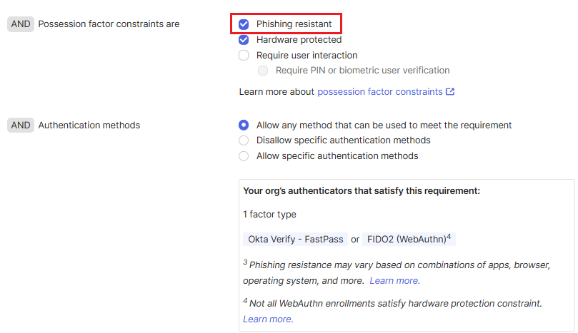 "Phishing resistant" constraint