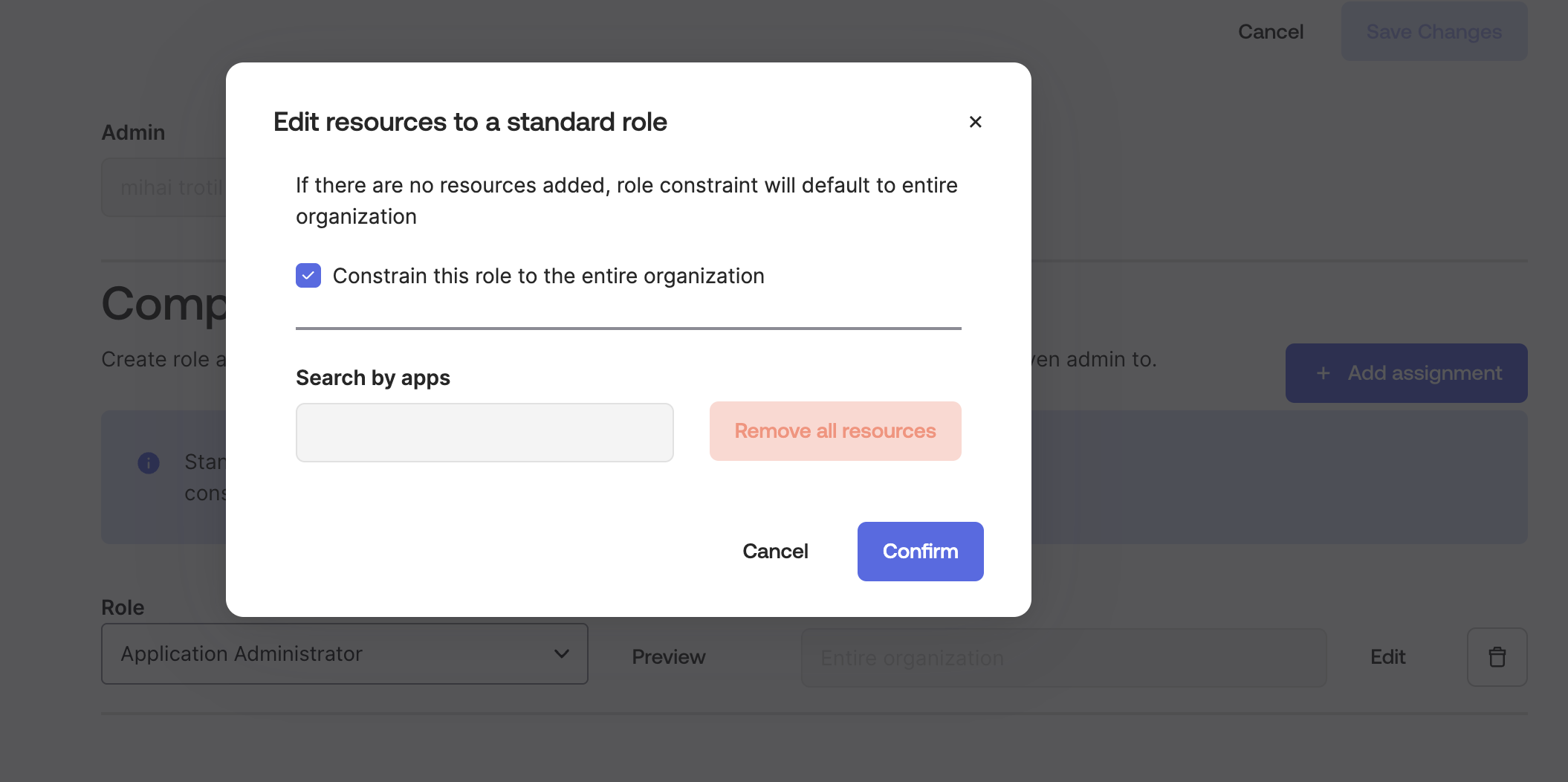 Enable "Constrain this role to the entire organization"