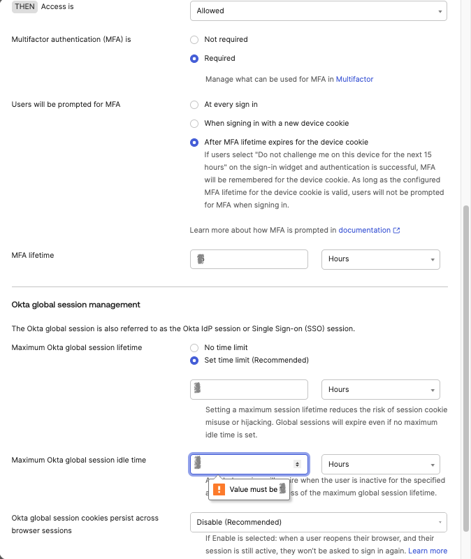 Set Value for "Session expires after" Parameter