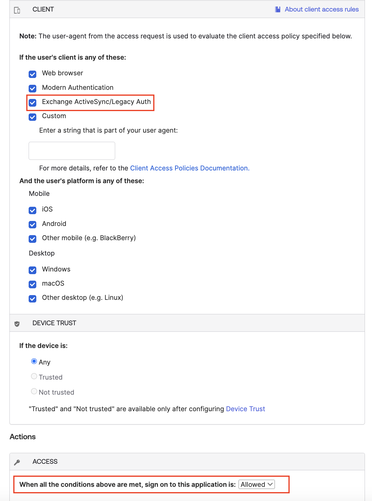 Okta Application Sign On Policy blocks Legacy Authentication