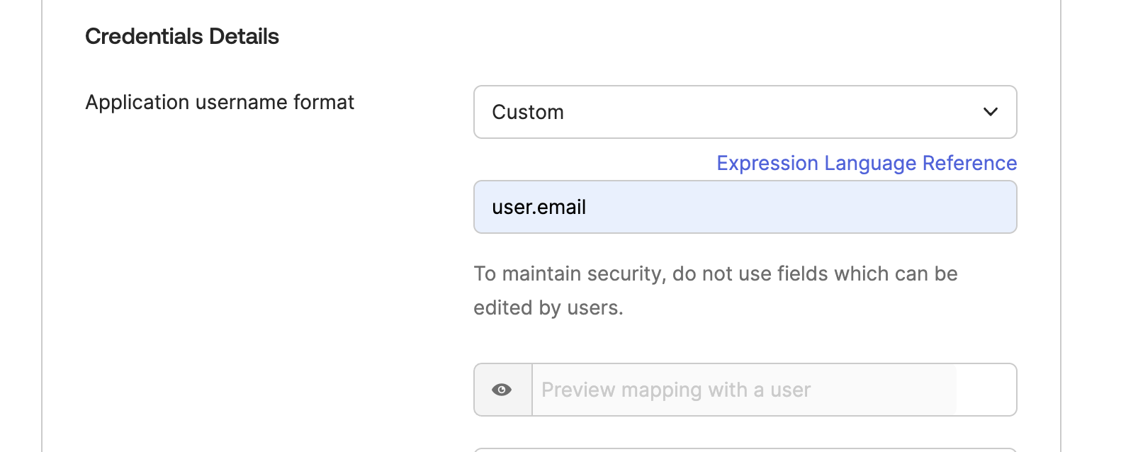 Application username format