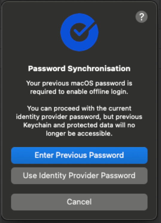 Example of Password Sync notification
