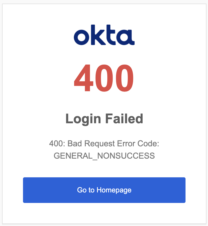 Login failed error