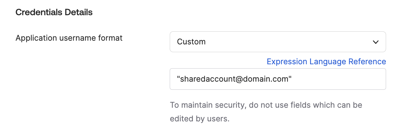username of the shared account