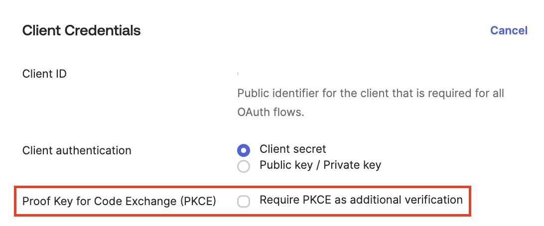 pkce setting