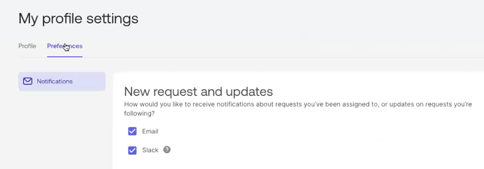 My profile settings