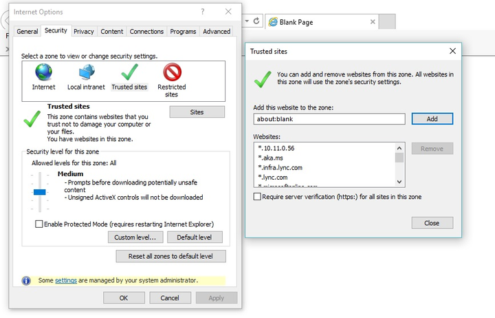 Add trusted sites