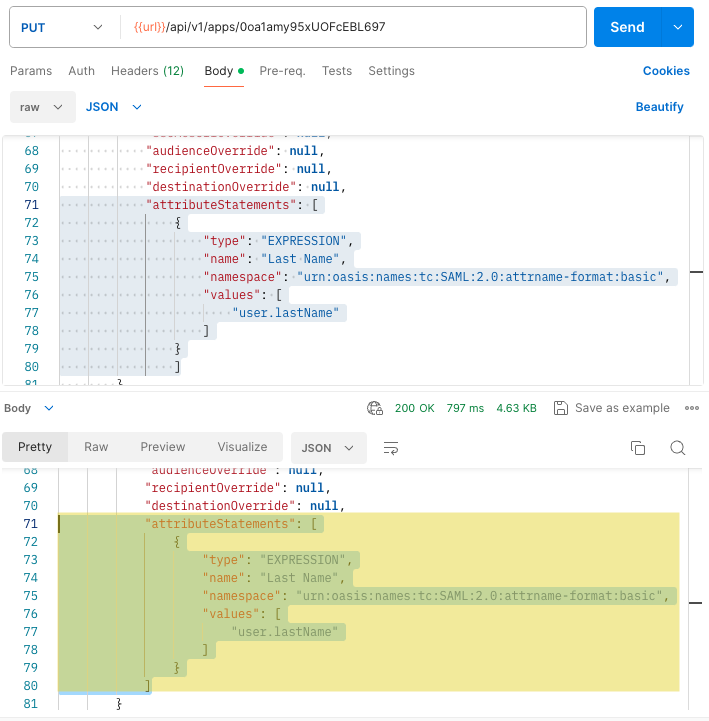 Okta Support - How to Add SAML Attribute Statement via API
