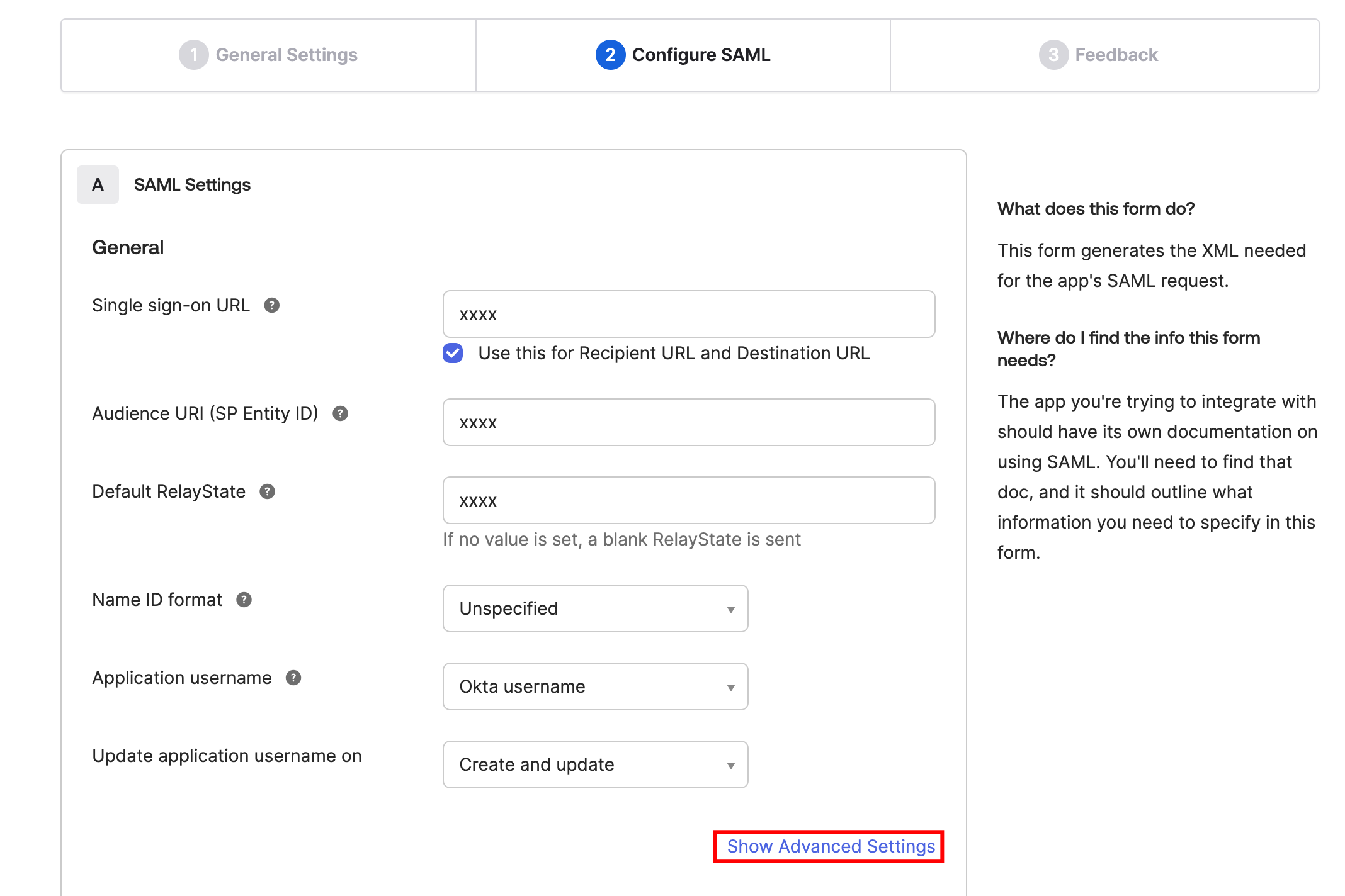 Show Advanced Settings