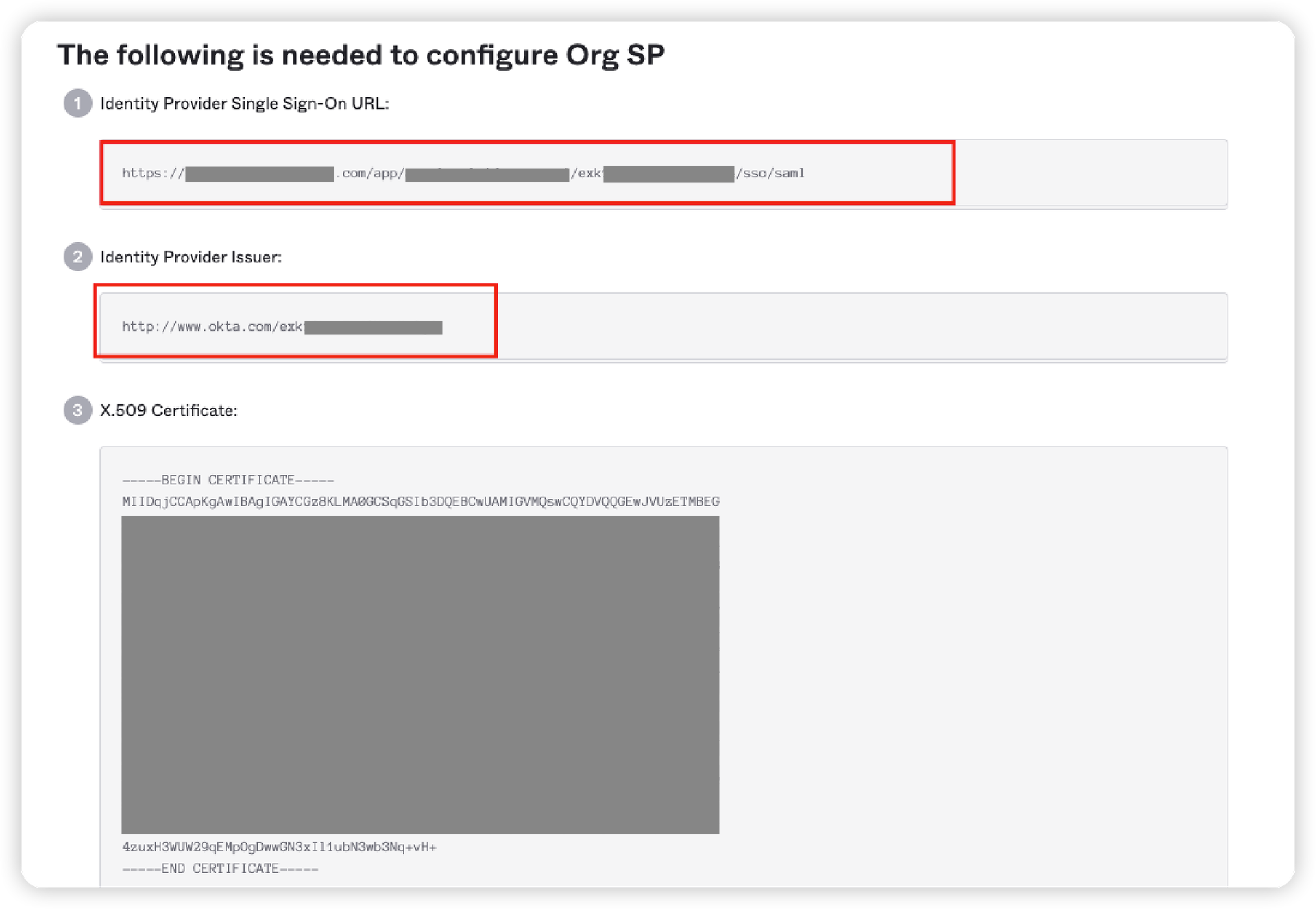 Identity Provider Single Sign-On URL&nbsp;and&nbsp;Identity Provider Issuer