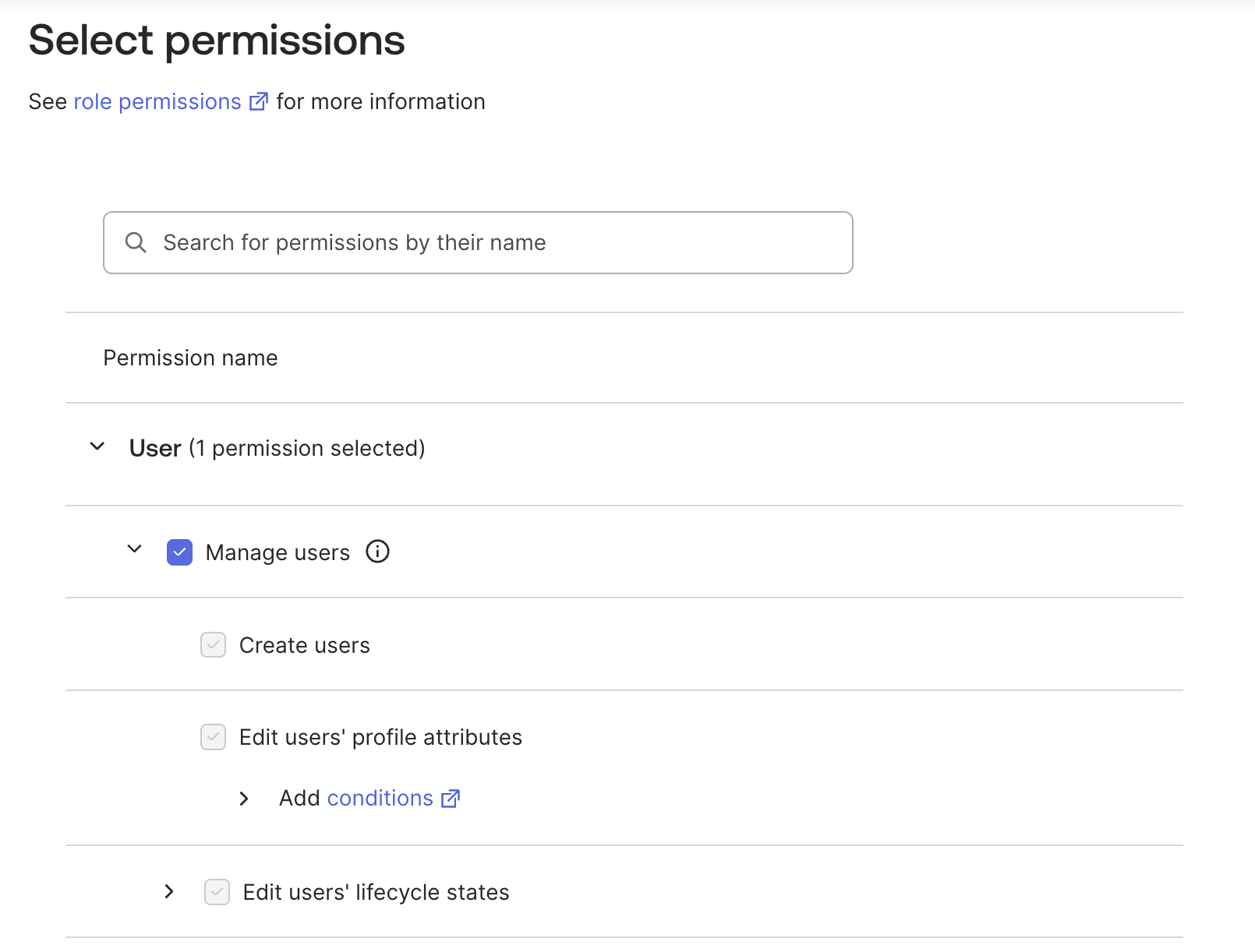 Select permissions