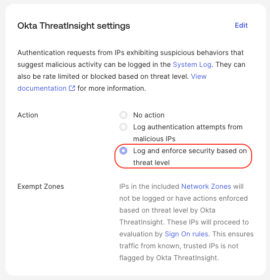 ThreatInsight settings