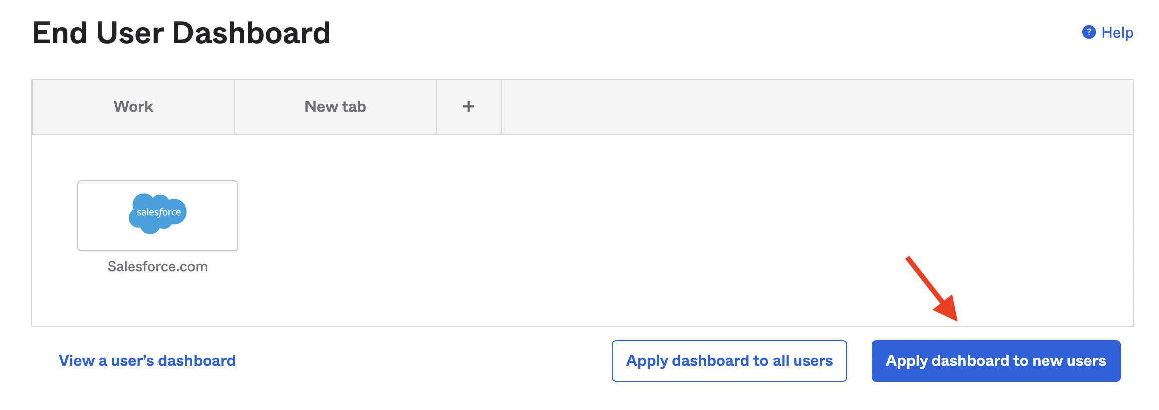 apply dashboard to new user