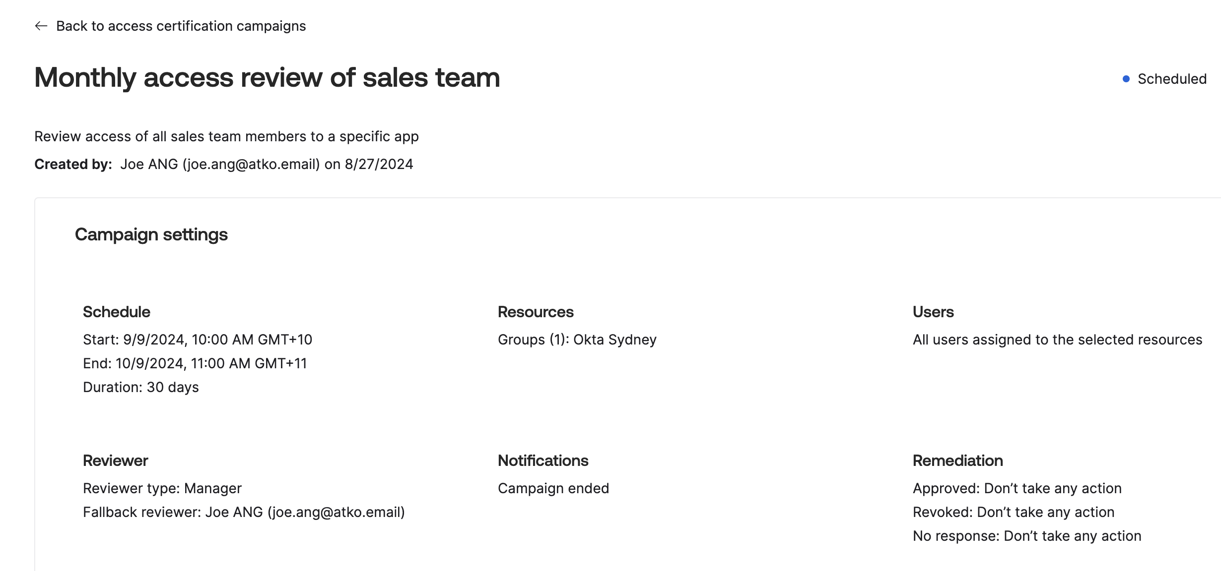 Montly access review