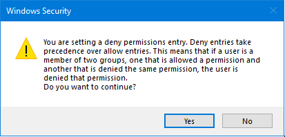 Warning message