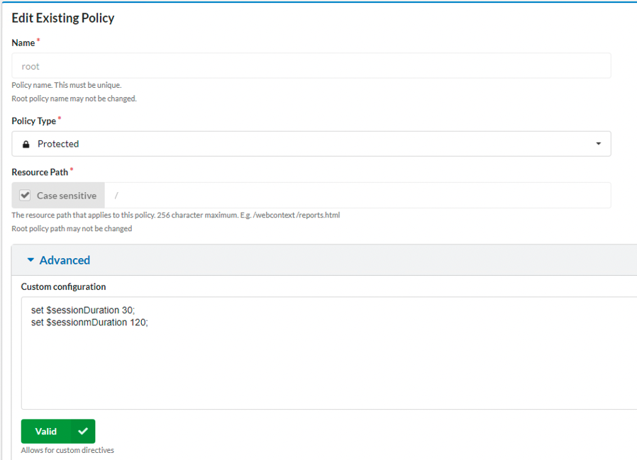 Edit Existing policy