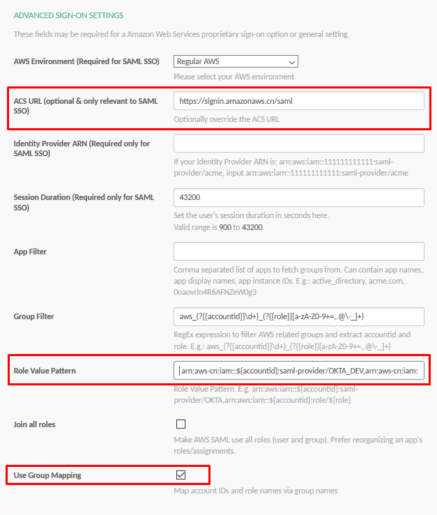 Advanced settings
