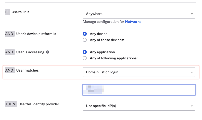 "AND User matches" option