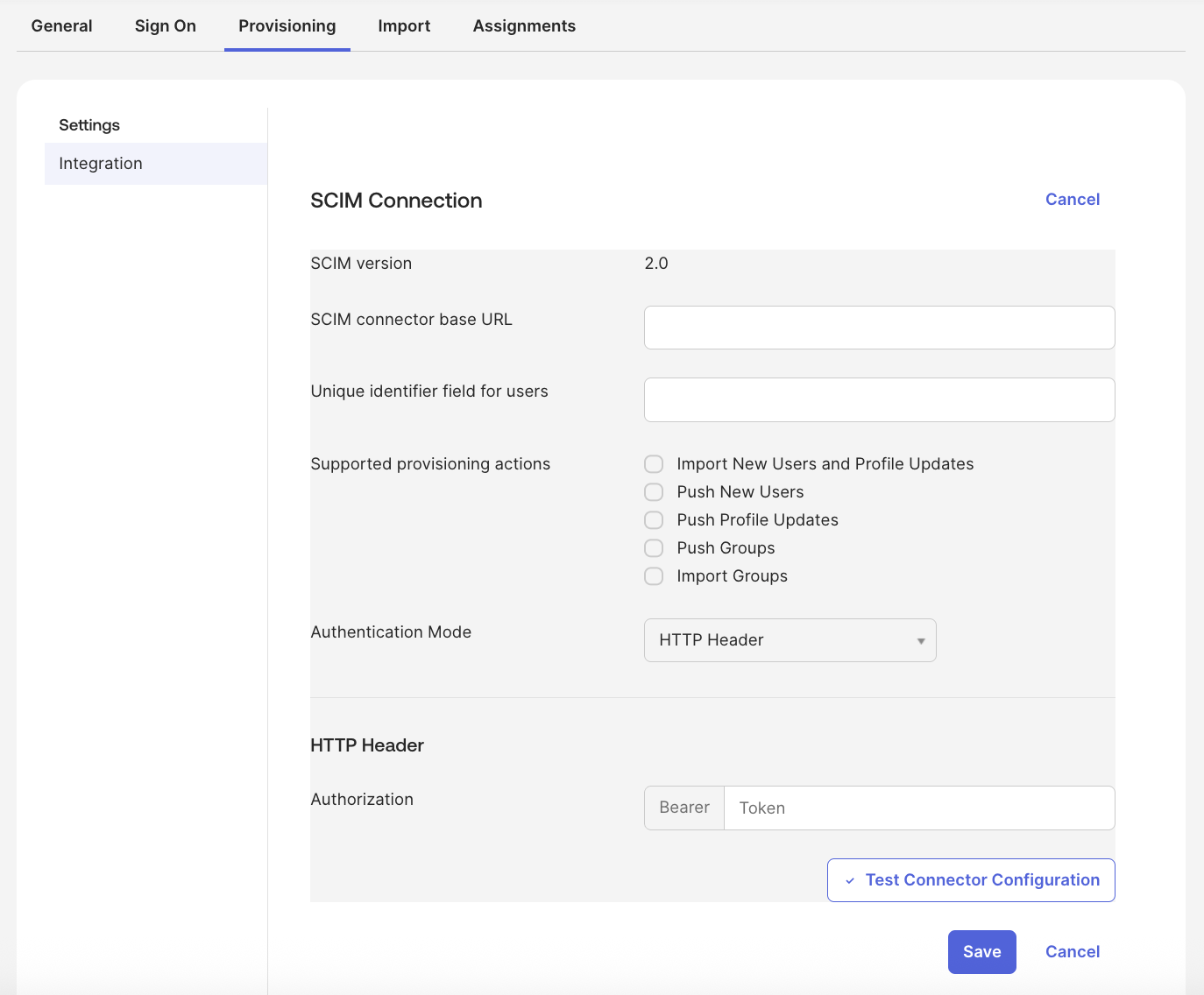 Provisioning Settings