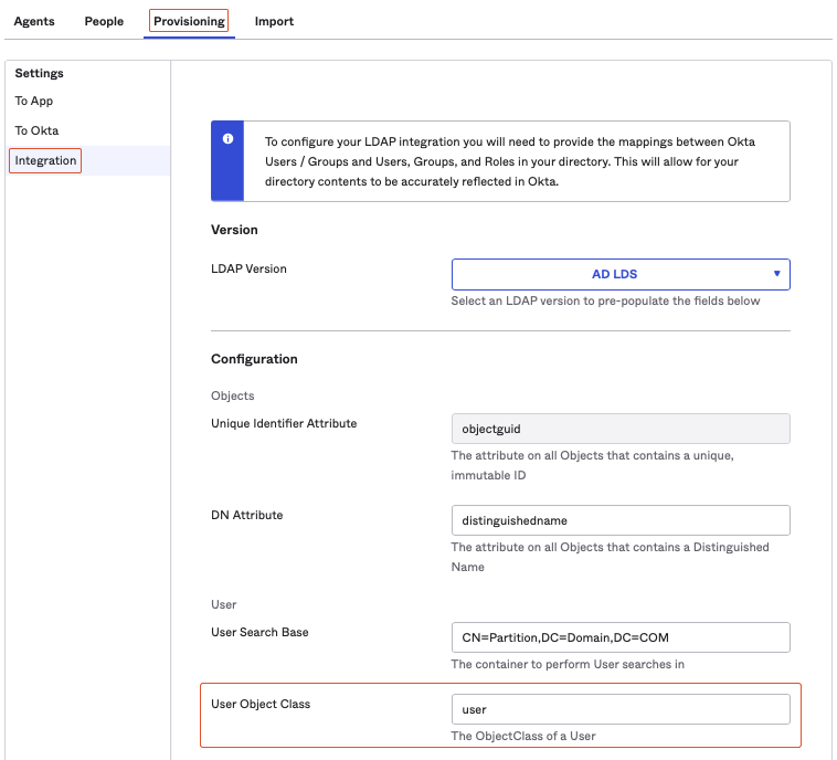 Provisioning tab