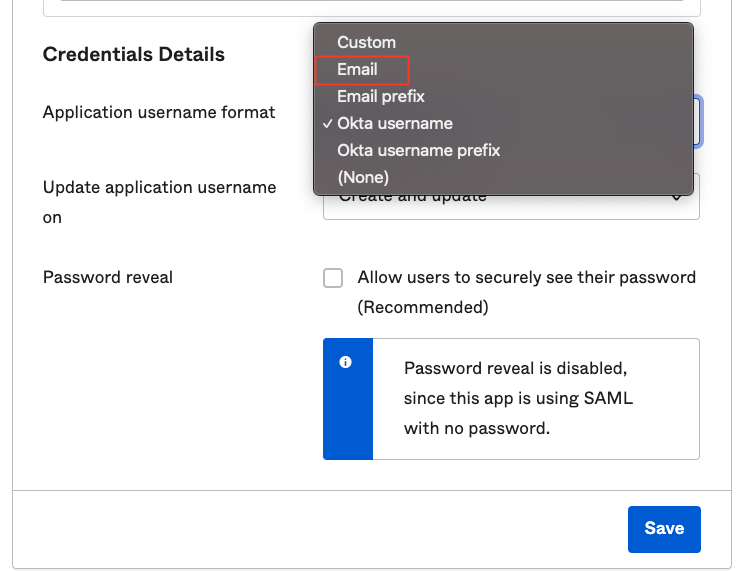 Credentials details