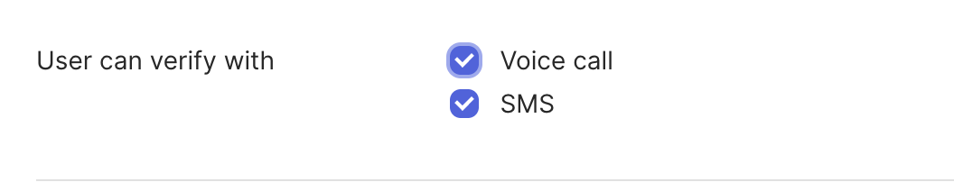 User can verify with SMS and Voice call