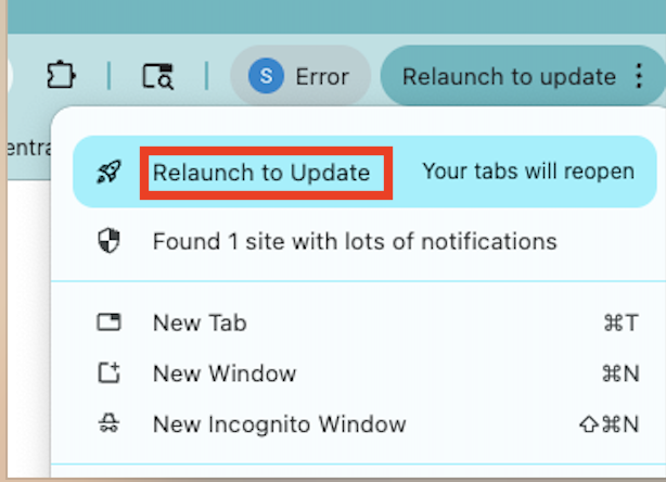 Restart Chrome