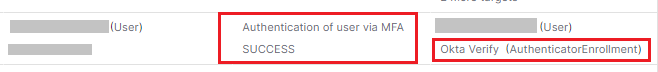Authentication of user via MFA event