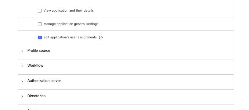 Edit user's application assignments