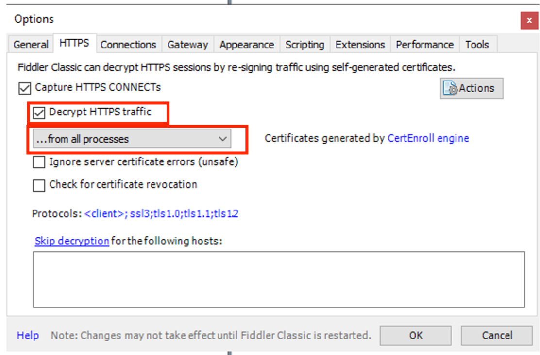 Decrypt HTTPS traffic > ... from all processes