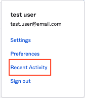 Recent Activity option
