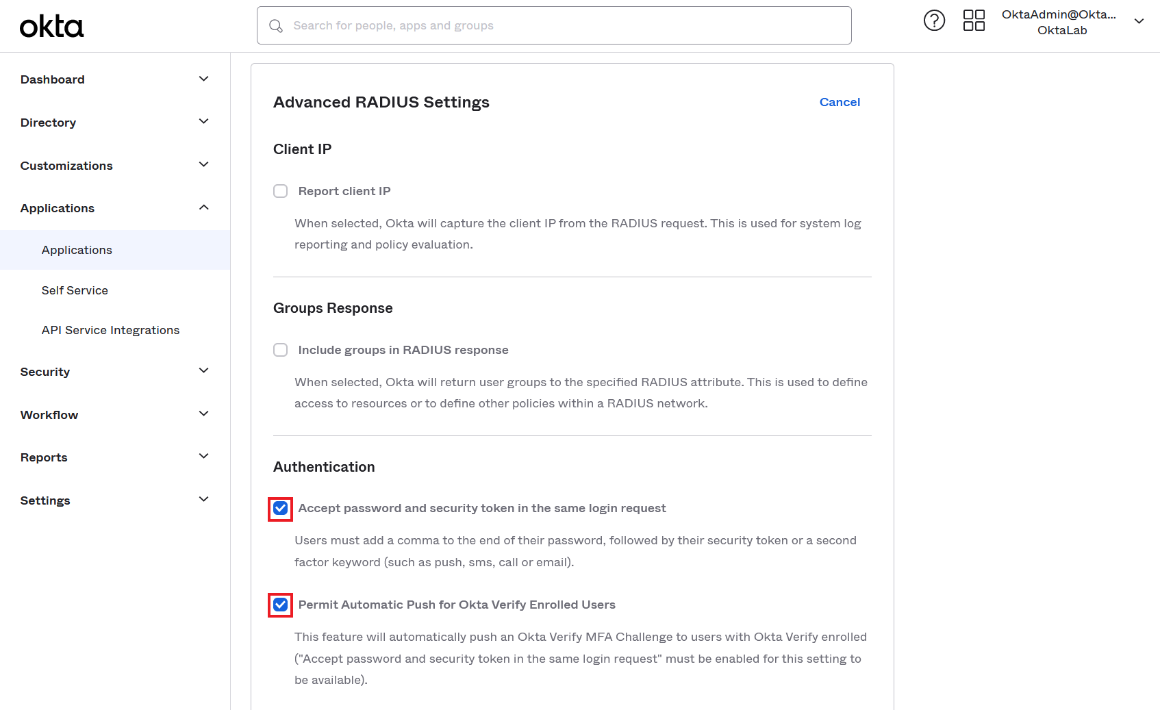 Authentication Settings