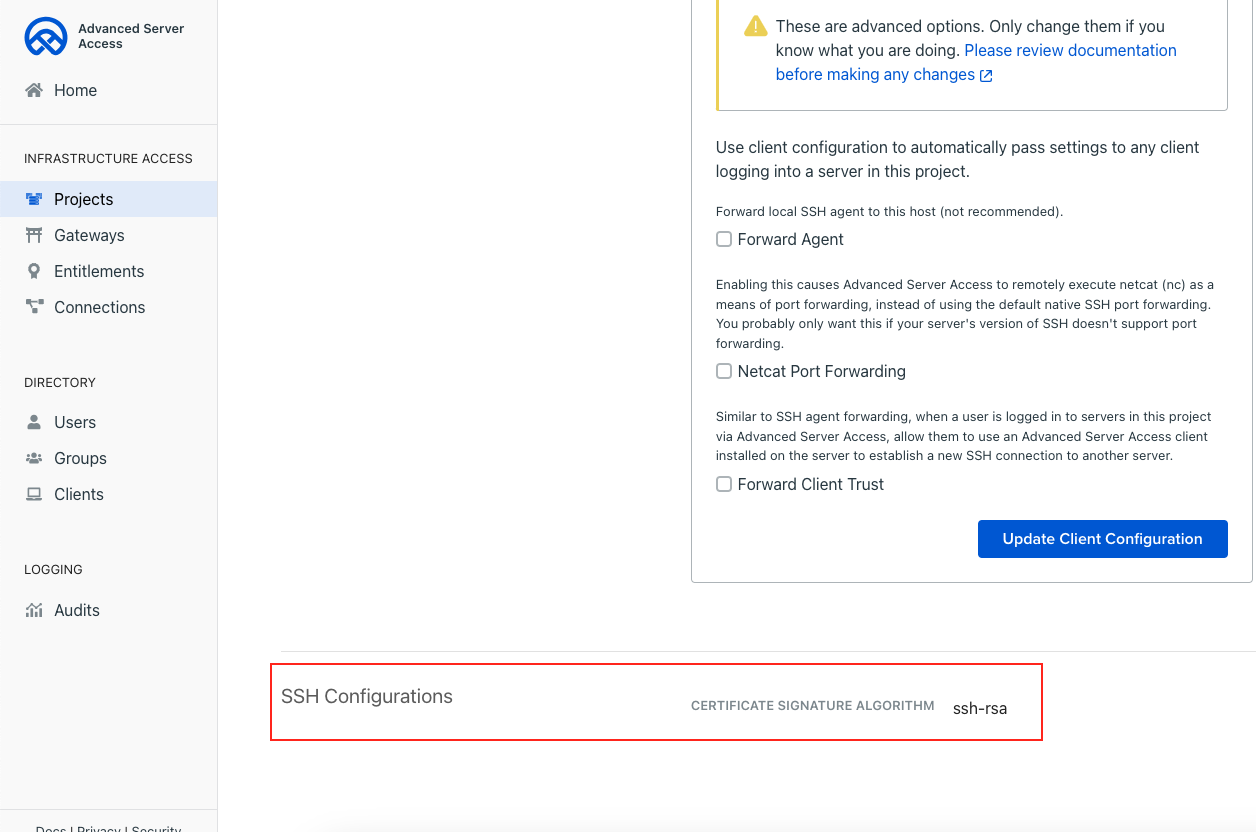 SSH Certificate Signature Algorithm