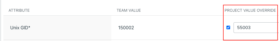 Project value override